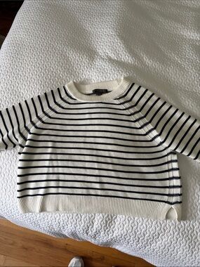 French Connection Cream & Black Striped Scoop-Neck Knit
